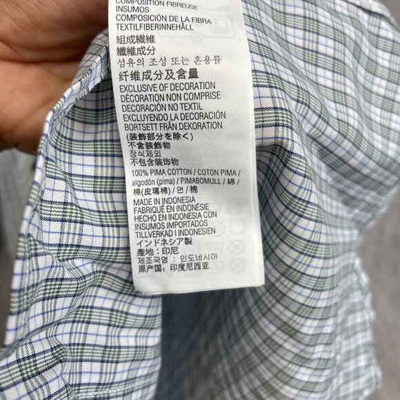 NEW Kirkland Signature Men's 16 Traditional Fit Button down Shirt Green Plaid - Picture 7 of 8